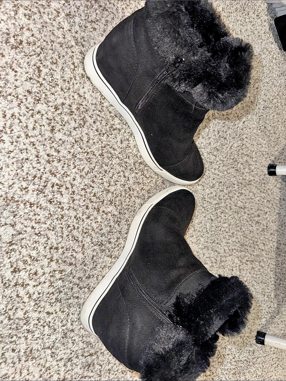 Black Fur Trim Sneakers